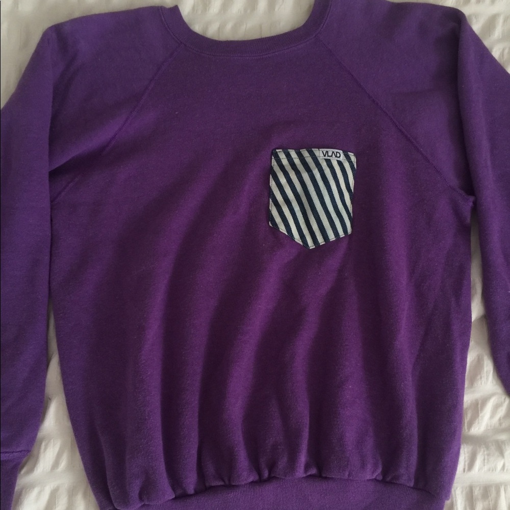 one of a kind purple throw over sweatshirt